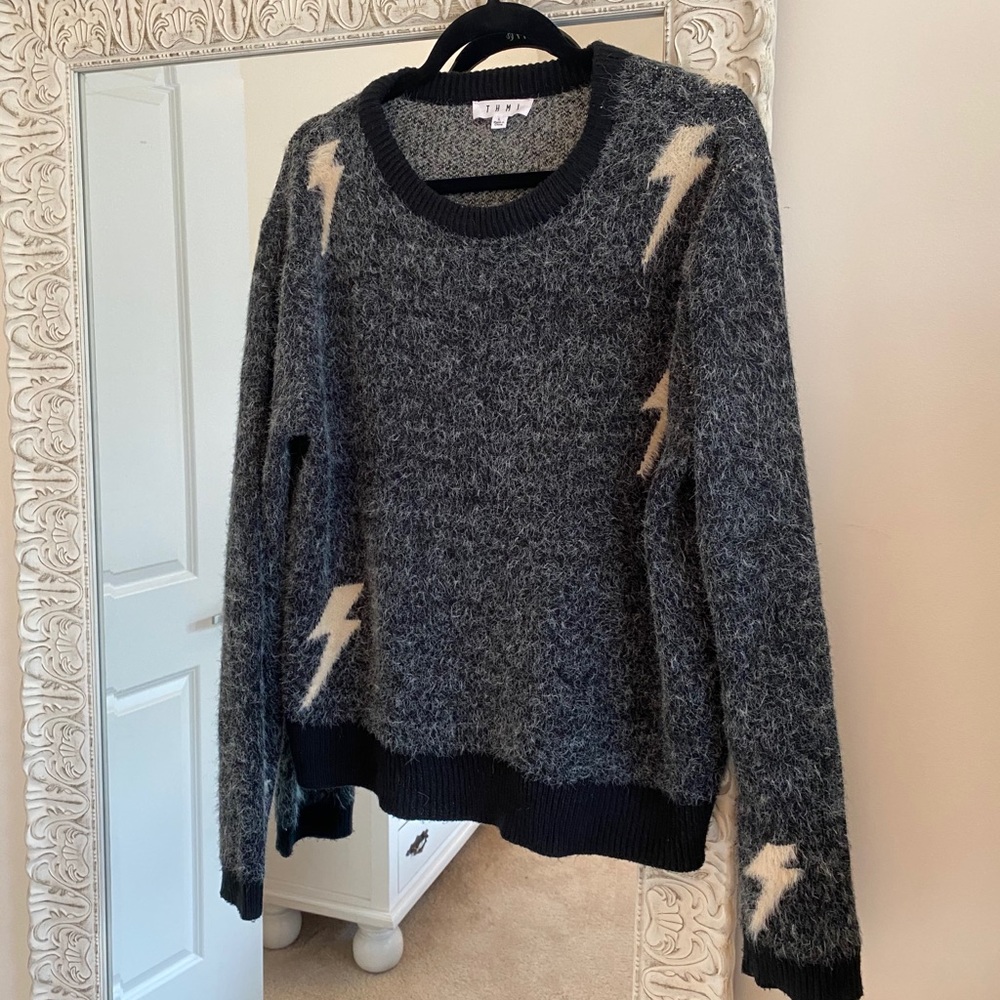 Black and white lightening bolt sweater